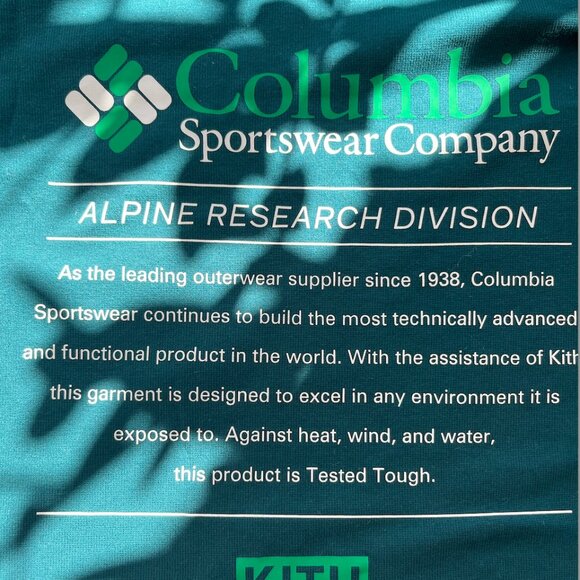 KITH FOR COLUMBIA GREEN MOCKNECK PULLOVER UNISEX SIZE L - Picture 6 of 7